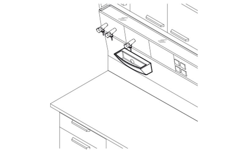 Sink module integrated in service spine